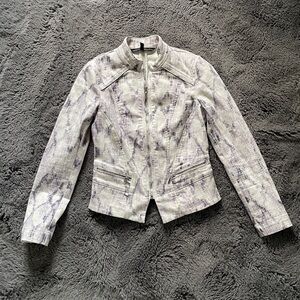 WHBM Purple & White Snake Print Moto Jacket